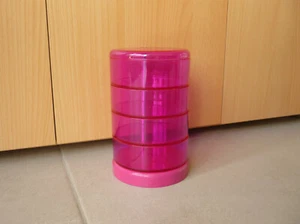 Wenko acryl tower transparant fuchsia roze Cilinder met 4 laden - Photo 1/4