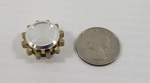 *B2) Miniature Mechanical Steampunk Metal Gold Tone Gear Fidget Spinner Toy - Picture 1 of 10