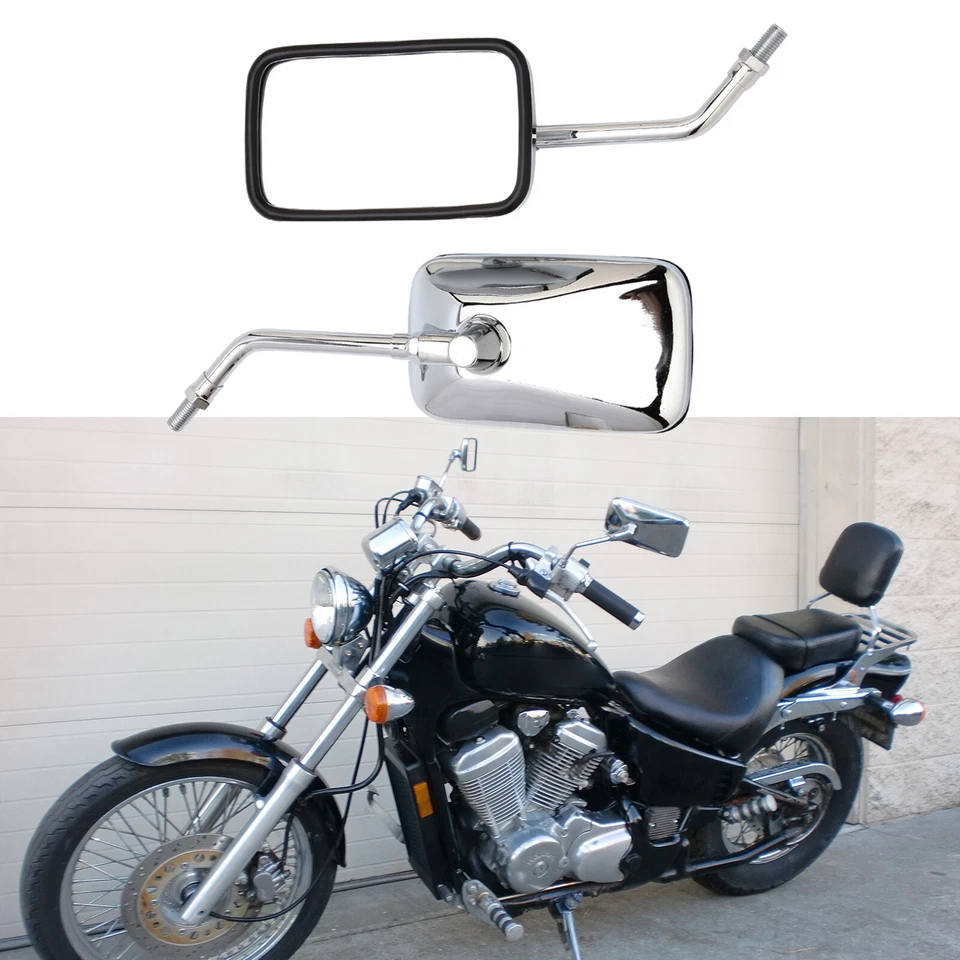 Chrome Motorcycle Rectangle Side Mirrors For Honda Magna 250 VF 750C 500C 1000C Foto 1 de 4