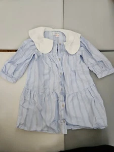 Zara Girls Sky Blue Striped Poplin Dress Size 6 Years - Picture 1 of 1