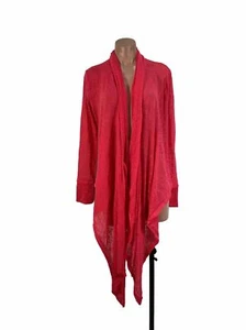 Jeans By Buffalo Pink Coral Draped Lightweight Knit Open Cardigan Size Large - Picture 1 of 10