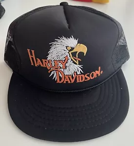 Vintage Harley Davidson Screaming Eagle Trucker Hat Mesh Black SnapBack RARE - Picture 1 of 4