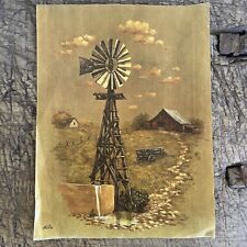 Vintage Texas Windmill Print Art by Wadine Rust Signed 459/1000 - 12 x 16 Rustic