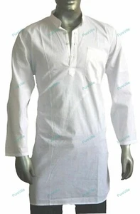 Mens Kurta Cotton Indian Short Kurta Casual Shirt Ethnic Hippie Print Shirt - Picture 1 of 8