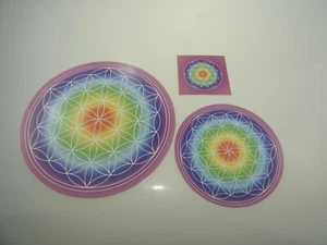3 adesivi fiore della vita 4,5 cm 9,5 cm 14 cm arcobaleno - Foto 1 di 4