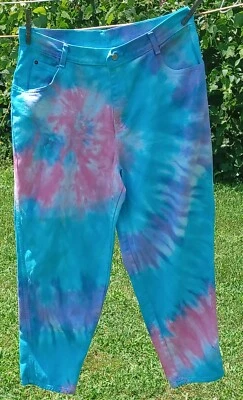 Gitano Jeans Tie Dye Sz. 38" Waist Pink/Blue/Purple Excellent Upcycle - Image 1 of 4