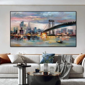 City Bridge Abstract Landscape Posters Prints Canvas Painting Wall Picture - Bild 1 von 8