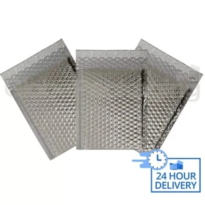 50 x BOLSAS ACOLCHADAS CON BURBUJAS DE PAPEL DE ALUMINIO METÁLICO BRILLANTE 180x250mm - Imagen 1 de 6