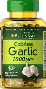 Puritan's Pride Odorless Garlic 1000 mg - 250 Rapid Release Softgels - Picture 1 of 4