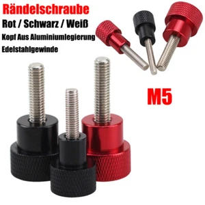 M5 Aluminiumlegierung + Edelstahl Rändelschraube Handgriff Knopfkopf Ø12mm/16mm - Picture 1 of 9