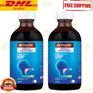 2 X Betadine Gargle & Mouth Wash 240ml Bottle Relief Sore Throat - FREE SHIPPING - Picture 1 of 3