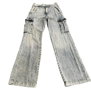 Aeropostale Jeans Damen Wide Leg Y2K Cargo 9 Streetwear 28x32 Distressed 90s - Bild 1 von 12