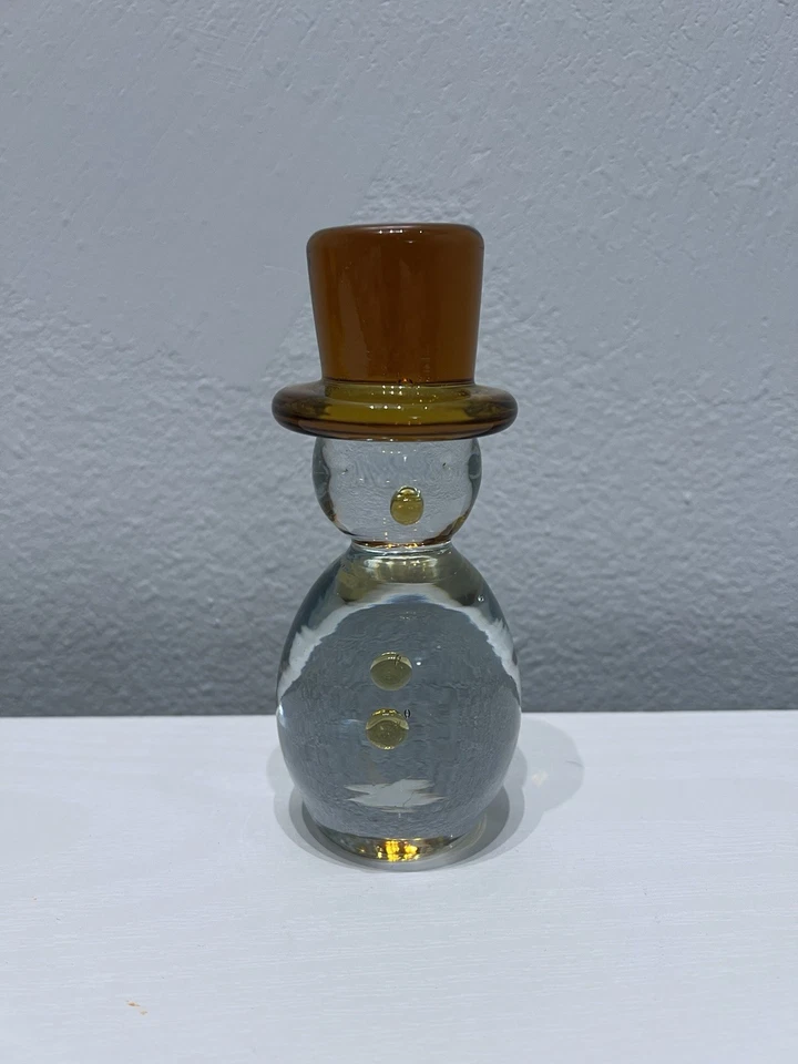Blenko 76A Snowman Paperweight Red Tangerine Amberina - Image 1 of 4