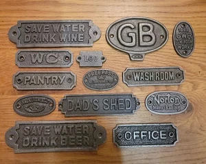 Cast Iron Door Plaque - Wall Sign - Retro Vintage Industrial Toilet Bathroom etc - Picture 1 of 106