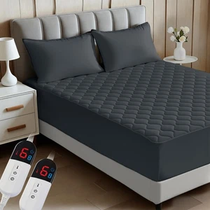 King Size Heated Mattress Pad - Quilted Zone Heating Electric Mattress Pad Co... - Foto 1 di 6