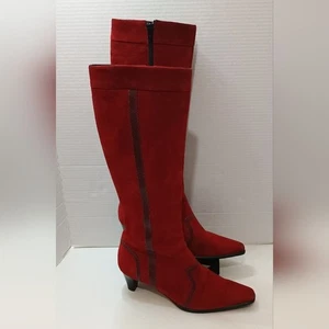 Prevata Elegant Red Knee-High Women's Boots Size 11 - Picture 1 of 12