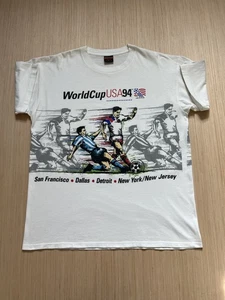 De colección Copa Mundial de Fútbol 1994 Ciudades de Estados Unidos Hecho en Estados Unidos Doble Cara Blanco XL - Imagen 1 de 23