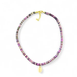 Handmade Purple Shell Necklace  - Picture 1 of 5