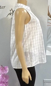 Sleeveless Boho Top Size S Small Plaid Shirt Collar Loose Anthropologie - Picture 1 of 4