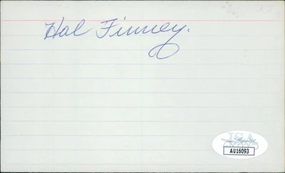 Hal Finney Pittsburgh Pirates Signed 3x5 Index Card JSA Authenticated - Image 1 of 2
