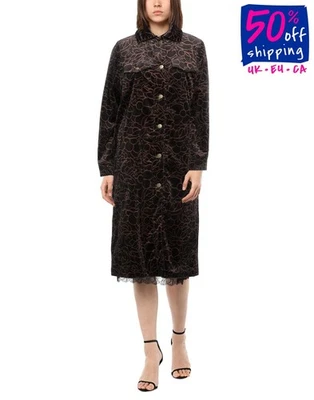 RRP €910 MOMONI Velour Coat IT42 US6 UK10 M Lined Brown Floral Made in Italy - Image 1 of 4