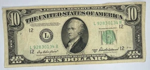 Series 1950-B 10 Dollar Bill Federal Reserve Note Circulated - Picture 1 of 2
