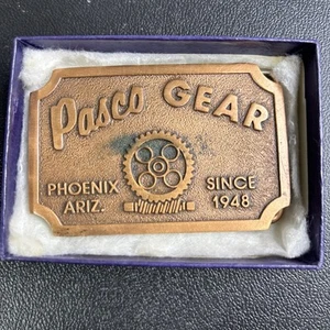 Pasco Gear Machine Phoenix Arizona Vintage Belt Buckle Copper Color - Picture 1 of 4
