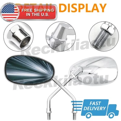 Espejos retrovisores cromados para moto Yamaha V Star 1300 1100 950 650 250 10MM Foto 1 de 4