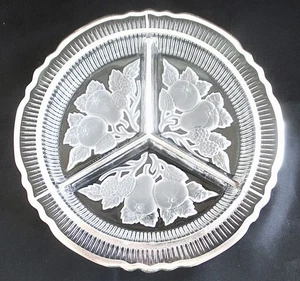 Imperial Glass Silver Overlay Intaglio Fruit Divided Relish Dish - Picture 1 of 7