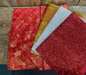 Christmas Bundle Red Gold Table Runner Glitter Festive Placemats Xmas Job Lot - Picture 1 of 5