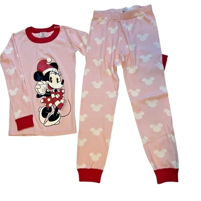 Hanna Andersson Disney Minnie Mouse Pajamas Christmas Santa Pink Red Size 6-7 - Image 1 of 4