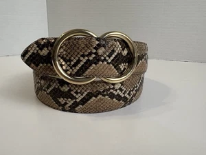 Express Women’s Fashion Belt Size S Brown Snake Print Gold Ring Buckle Classic - Picture 1 of 9