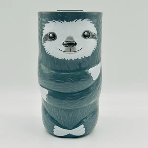 Gray Sloth Travel Mug Ceramic 24oz For Coffee Tea Water With Slide Lid 7” X 3.5” - Picture 1 of 9