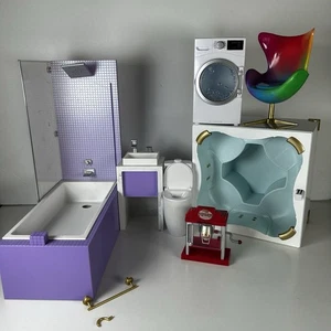 Rainbow High casa delle bambole bagno con vasca e lavandino wc più 2021 adatta per bambole 12" - Foto 1 di 6