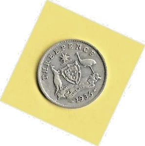 AUSTRALIA - 1936 REY GEORGE V TRES PENIQUES, 3d (BAJO VALOR PLATA) - Imagen 1 de 2