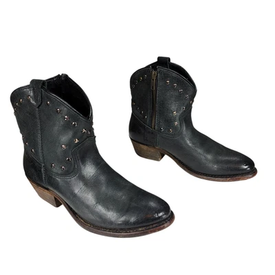 Винтажные ковбойские сапоги Co 6 M женские кожаные ботильоны черные с заклепками на молнии США - Изображение 1 из 4