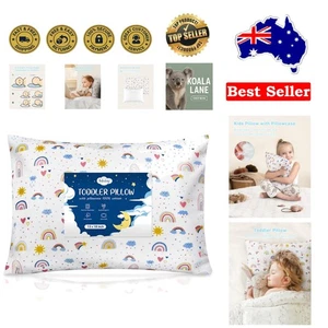 Durable 13x18 Kids Pillow with Cute Rainbow Design - Perfect Travel Companion - Picture 1 of 9