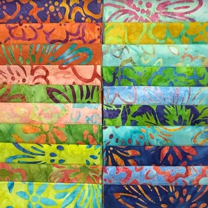 Lote 20 Cuartos Grasos Flores Batik Lunn Tela FQ Pack 100% Algodón Arco Iris - Imagen 1 de 14
