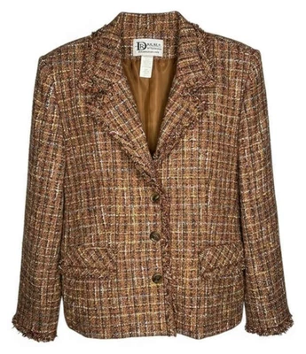 Blazer Abrigo Chaqueta Vintage Mujer Da-Rue Tweed Mezcla Lana Multicolor Talla 14 Foto 1 de 4