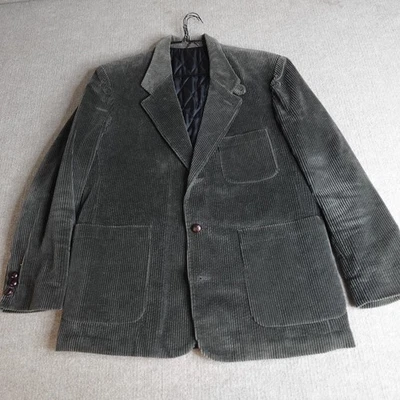 LL Bean Sport Coat Medium Gray Corduroy Patch Pockets Thinsulate Made in USA - Image 1 of 4