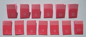 260pcs PINK WOVEN CLOTHING LABELS SIZE TAGS SIZES - 1 THROUGH 13, 20pcs each - Picture 1 of 1
