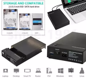 Rack USB3.0 2.5" 3.5" SATA SSD HDD External Hard Drive Disk Enclosure Case - Picture 1 of 2