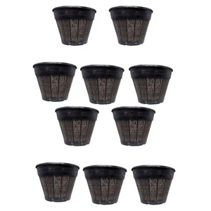 Black Barrel Effect Plastic Planter Pot Rustic Wood Look Indoor Outdoor 20cm - Picture 1 of 24