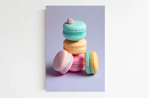 Wanddeko Küche - Gestapelte Macarons in Pastellfarben V1 - Poster - Bild 1 von 3