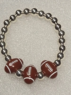Посеребренный смолы футбол бусина эластичной браслет футбол любителей стильный... - Изображение 1 из 4
