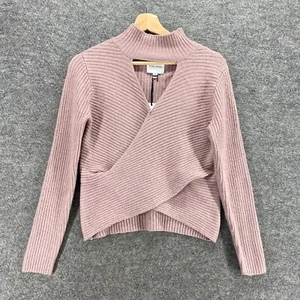 New Pink Rose Women Top M Medium Pink High Neck Long Sleeve Nylon Knit Solid - Picture 1 of 11