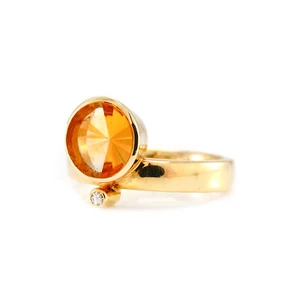 Edelsteinring Macizo Topacio Dorado Diamante Oro Amarillo 18K Joyería 750 Anillo - Imagen 1 de 5
