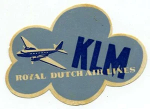 KLM Royal Dutch AIRLINES - Original Advertising Poster Stamp / Luggage Label - Picture 1 of 1