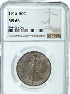 WOW-----1916 NGC MS 66 Walking Liberty Silver Half Dollar - Picture 1 of 4