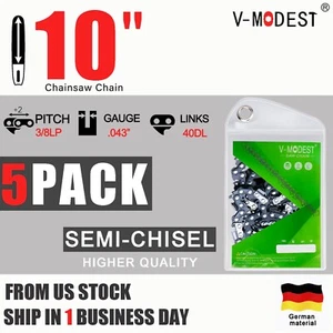 5PACK 10 In Chainsaw Chain For Harbor Freight Bauer A702C-B 20V 3/8"LP 40DL 043" - Picture 1 of 8